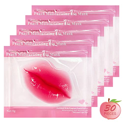 30 Pieces Collagen Crystal Pink Lip Care Gel Masks, Collagen Lip Pads Great Mask for Moisturizing, Remove Dead Skin, Anti Chapped & Anti-Aging and Plump Your Lips, Great Lip Care Products…