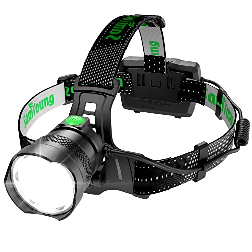 100000 LM Headlamp Induction Function, 7 Modes 50h Long Lasting Battery Life Head Lamp, IP67 Waterproof Zoom LED Headlamp, 90°Angle Adjustable for Outdoor Indoor Camping Running Hunting Car Repair