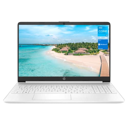 HP 15 Laptop, 15.6" HD Screen, Intel Core i3-1115G4 Processor, 8GB RAM, 256GB PCIe SSD, Webcam, HDMI, SD Card Reader, Wi-Fi, Windows 11 Home, Snow White