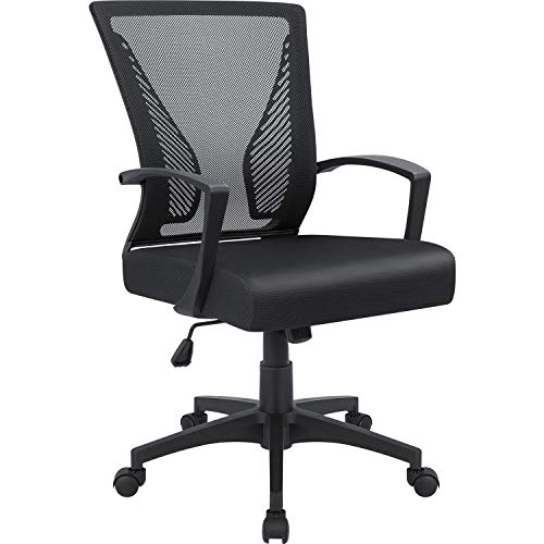 Furmax Office Chair Mid Back Swivel Lumbar Support Desk Chair, Computer Ergonomic Mesh Chair with Armrest (Black) - Image 2